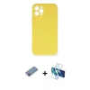 MARSİLYAN™- iPhone 12 Pro Max Kılıf Ahenk Serisi - Siyah 3D Antistatik Cam Ekran Koruyucu + Shine Kamera Lens Koruma Cam - PE