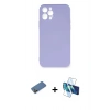 MARSİLYAN™- iPhone 12 Pro Max Kılıf Ahenk Serisi - Siyah 3D Antistatik Cam Ekran Koruyucu + Shine Kamera Lens Koruma Cam - GD