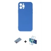 MARSİLYAN™- iPhone 12 Pro Max Kılıf Ahenk Serisi - Siyah 3D Antistatik Cam Ekran Koruyucu + Shine Kamera Lens Koruma Cam - PE