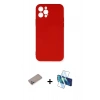 MARSİLYAN™- iPhone 12 Pro Max Kılıf Ahenk Serisi - Siyah 3D Antistatik Cam Ekran Koruyucu + Shine Kamera Lens Koruma Cam - SABE