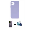 MARSİLYAN™- iPhone 12 Pro Max Kılıf Ahenk Serisi - Siyah 3D Antistatik Cam Ekran Koruyucu + Neon Fosforlu Kamera Lens - YL