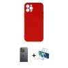 MARSİLYAN™- iPhone 12 Pro Max Kılıf Ahenk Serisi - Siyah 3D Antistatik Cam Ekran Koruyucu + Neon Fosforlu Kamera Lens - YL