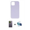 MARSİLYAN™- iPhone 12 Pro Max Kılıf Ahenk Serisi - Siyah 3D Antistatik Cam Ekran Koruyucu + Neon Fosforlu Kamera Lens - YL