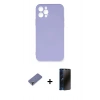 MARSİLYAN™- iPhone 12 Pro Max Kılıf Ahenk Serisi - Siyah 3D Antistatik Hayalet Cam Ekran Koruyucu + Metal Kamera Lens Koruma Cam - GD