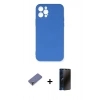 MARSİLYAN™- iPhone 12 Pro Max Kılıf Ahenk Serisi - Siyah 3D Antistatik Hayalet Cam Ekran Koruyucu + Metal Kamera Lens Koruma Cam - GD