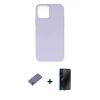 MARSİLYAN™- iPhone 12 Pro Max Kılıf Ahenk Serisi - Siyah 3D Antistatik Hayalet Cam Ekran Koruyucu + Metal Kamera Lens Koruma Cam - GD