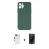 MARSİLYAN™- iPhone 12 Pro Max Kılıf Ahenk Serisi - Siyah 3D Antistatik Hayalet Cam Ekran Koruyucu + Shine Kamera Lens - GD