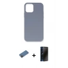 MARSİLYAN™- iPhone 12 Pro Max Kılıf Ahenk Serisi - Siyah 3D Antistatik Hayalet Cam Ekran Koruyucu + Gold Shine Kamera Lens Koruma Cam