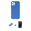 MARSİLYAN™- iPhone 12 Pro Max Kılıf Ahenk Serisi - Siyah 3D Antistatik Hayalet Cam Ekran Koruyucu + Shine Kamera Lens Koruma Cam - GS