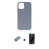 MARSİLYAN™- iPhone 12 Pro Max Kılıf Ahenk Serisi - Siyah 3D Antistatik Hayalet Cam Ekran Koruyucu + Shine Kamera Lens Koruma Cam - GS