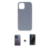 MARSİLYAN™- iPhone 12 Pro Max Kılıf Ahenk Serisi - Siyah 3D Antistatik Hayalet Cam Ekran Koruyucu + Neon Fosforlu Kamera Lens - MI
