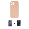 MARSİLYAN™- iPhone 12 Pro Max Kılıf Ahenk Serisi - Siyah 3D Antistatik Hayalet Cam Ekran Koruyucu + Neon Fosforlu Kamera Lens - MI