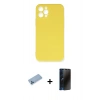 MARSİLYAN™- iPhone 12 Pro Max Kılıf Ahenk Serisi - Siyah 3D Antistatik Hayalet Cam Ekran Koruyucu + Shine Kamera Lens Koruma Cam - MI