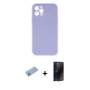 MARSİLYAN™- iPhone 12 Pro Max Kılıf Ahenk Serisi - Siyah 3D Antistatik Hayalet Cam Ekran Koruyucu + Shine Kamera Lens Koruma Cam - MI