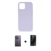 MARSİLYAN™- iPhone 12 Pro Max Kılıf Ahenk Serisi - Siyah 3D Antistatik Hayalet Cam Ekran Koruyucu + Neon Fosforlu Kamera Lens - BZ