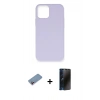 MARSİLYAN™- iPhone 12 Pro Max Kılıf Ahenk Serisi - Siyah 3D Antistatik Hayalet Cam Ekran Koruyucu + Pembe Shine Kamera Lens Koruma Cam