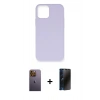 MARSİLYAN™- iPhone 12 Pro Max Kılıf Ahenk Serisi - Siyah 3D Antistatik Hayalet Cam Ekran Koruyucu + Neon Fosforlu Kamera Lens - SI