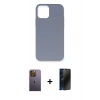 MARSİLYAN™- iPhone 12 Pro Max Kılıf Ahenk Serisi - Siyah 3D Antistatik Hayalet Cam Ekran Koruyucu + Neon Fosforlu Kamera Lens - SI