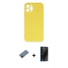 MARSİLYAN™- iPhone 12 Pro Max Kılıf Ahenk Serisi - Siyah 3D Antistatik Hayalet Cam Ekran Koruyucu + Shine Kamera Lens Koruma Cam - SH