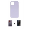 MARSİLYAN™- iPhone 12 Pro Max Kılıf Ahenk Serisi - Siyah 3D Antistatik Hayalet Cam Ekran Koruyucu + Neon Fosforlu Kamera Lens - TU