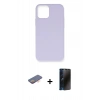 MARSİLYAN™- iPhone 12 Pro Max Kılıf Ahenk Serisi - Siyah 3D Antistatik Hayalet Cam Ekran Koruyucu + Renkli Kamera Lens Koruma Cam - TU