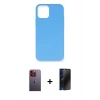 MARSİLYAN™- iPhone 12 Pro Max Kılıf Ahenk Serisi - Siyah 3D Antistatik Hayalet Cam Ekran Koruyucu + Neon Fosforlu Kamera Lens - TU