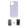 MARSİLYAN™- iPhone 12 Pro Max Kılıf Ahenk Serisi - Siyah 3D Antistatik Hayalet Cam Ekran Koruyucu + Neon Fosforlu Kamera Lens - YL