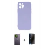 MARSİLYAN™- iPhone 12 Pro Max Kılıf Ahenk Serisi - Siyah 3D Antistatik Hayalet Cam Ekran Koruyucu + Neon Fosforlu Kamera Lens - YL
