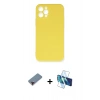 MARSİLYAN™- iPhone 12 Pro Max Kılıf Ahenk Serisi - Siyah 3D Antistatik Seramik Nano Ekran Koruyucu + Kırmızı Metal Kamera Lens Koruma Cam