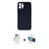 MARSİLYAN™- iPhone 12 Pro Max Kılıf Ahenk Serisi - Siyah 3D Antistatik Seramik Nano Ekran Koruyucu + Shine Kamera Lens - LT