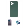 MARSİLYAN™- iPhone 12 Pro Max Kılıf Ahenk Serisi - Siyah 3D Antistatik Seramik Nano Ekran Koruyucu + Neon Fosforlu Kamera Lens - MI