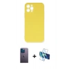 MARSİLYAN™- iPhone 12 Pro Max Kılıf Ahenk Serisi - Siyah 3D Antistatik Seramik Nano Ekran Koruyucu + Neon Fosforlu Kamera Lens - MI