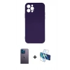 MARSİLYAN™- iPhone 12 Pro Max Kılıf Ahenk Serisi - Siyah 3D Antistatik Seramik Nano Ekran Koruyucu + Neon Fosforlu Kamera Lens - MI