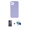 MARSİLYAN™- iPhone 12 Pro Max Kılıf Ahenk Serisi - Siyah 3D Antistatik Seramik Nano Ekran Koruyucu + Neon Fosforlu Kamera Lens - MI