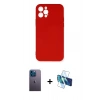 MARSİLYAN™- iPhone 12 Pro Max Kılıf Ahenk Serisi - Siyah 3D Antistatik Seramik Nano Ekran Koruyucu + Neon Fosforlu Kamera Lens - MI