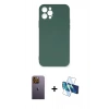 MARSİLYAN™- iPhone 12 Pro Max Kılıf Ahenk Serisi - Siyah 3D Antistatik Seramik Nano Ekran Koruyucu + Neon Fosforlu Kamera Lens - SI