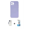 MARSİLYAN™- iPhone 12 Pro Max Kılıf Ahenk Serisi - Siyah 5D Eko Cam Ekran Koruyucu + Shine Kamera Lens - LT