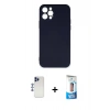 MARSİLYAN™- iPhone 12 Pro Max Kılıf Ahenk Serisi - Siyah 5D Eko Cam Ekran Koruyucu + Shine Kamera Lens - LT