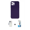 MARSİLYAN™- iPhone 12 Pro Max Kılıf Ahenk Serisi - Siyah 5D Eko Cam Ekran Koruyucu + Shine Kamera Lens - LT