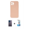 MARSİLYAN™- iPhone 12 Pro Max Kılıf Ahenk Serisi - Siyah 5D Eko Cam Ekran Koruyucu + Neon Fosforlu Kamera Lens - MI