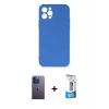 MARSİLYAN™- iPhone 12 Pro Max Kılıf Ahenk Serisi - Siyah 5D Eko Cam Ekran Koruyucu + Neon Fosforlu Kamera Lens - MI
