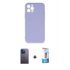 MARSİLYAN™- iPhone 12 Pro Max Kılıf Ahenk Serisi - Siyah 5D Eko Cam Ekran Koruyucu + Neon Fosforlu Kamera Lens - MI
