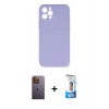 MARSİLYAN™- iPhone 12 Pro Max Kılıf Ahenk Serisi - Siyah 5D Eko Cam Ekran Koruyucu + Neon Fosforlu Kamera Lens - SI