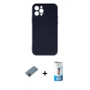 MARSİLYAN™- iPhone 12 Pro Max Kılıf Ahenk Serisi - Siyah 5D Eko Cam Ekran Koruyucu + Shine Kamera Lens Koruma Cam - SH