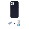 MARSİLYAN™- iPhone 12 Pro Max Kılıf Ahenk Serisi - Siyah 5D Eko Cam Ekran Koruyucu + Shine Kamera Lens Koruma Cam - MI