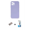 MARSİLYAN™- iPhone 12 Pro Max Kılıf Ahenk Serisi - Siyah 5D Eko Cam Ekran Koruyucu + Shine Kamera Lens Koruma Cam - SABE