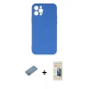 MARSİLYAN™- iPhone 12 Pro Max Kılıf Ahenk Serisi - Siyah 6D Mat Seramik Hayalet Nano Ekran Koruyucu + Gümüş Shine Kamera Lens Koruma Cam