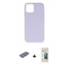 MARSİLYAN™- iPhone 12 Pro Max Kılıf Ahenk Serisi - Siyah 6D Mat Seramik Hayalet Nano Ekran Koruyucu + Mavi Renkli Kamera Lens Koruma Cam