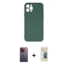 MARSİLYAN™- iPhone 12 Pro Max Kılıf Ahenk Serisi - Siyah 6D Mat Seramik Hayalet Nano Ekran Koruyucu + Neon Fosforlu Kamera Lens - TU
