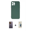 MARSİLYAN™- iPhone 12 Pro Max Kılıf Ahenk Serisi - Siyah 6D Mat Seramik Hayalet Nano Ekran Koruyucu + Neon Fosforlu Kamera Lens - SI